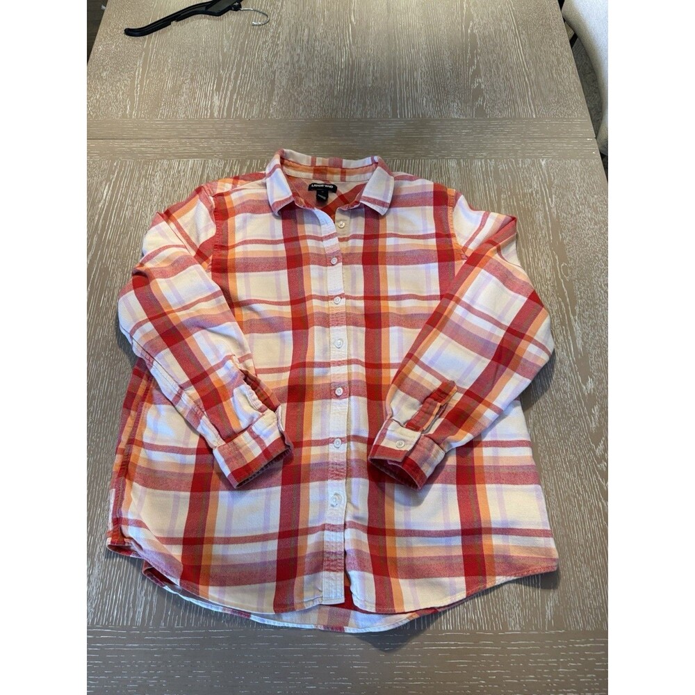 Lands' End Women’s Flannel Plaid Button-Up Collared Long Sleeve Plus 18